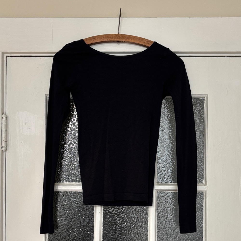 Free People Black Long Sleeve Top with Low Back